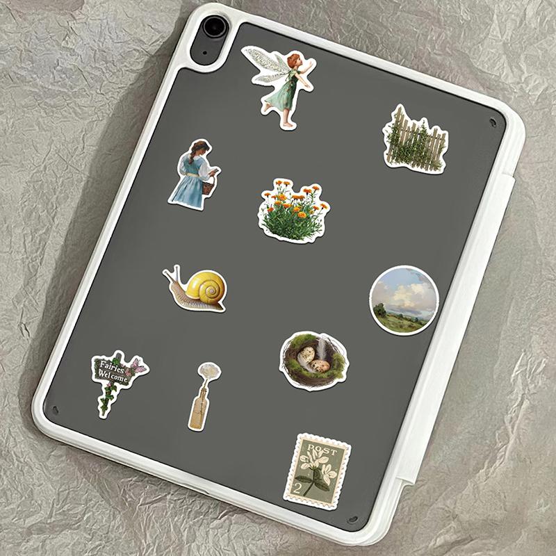 50Pcs Diy Decoration Scrapbooking School Supplies Vintage Rural Life Pvc Sticky Sticker Aesthetic Children'S Stationery