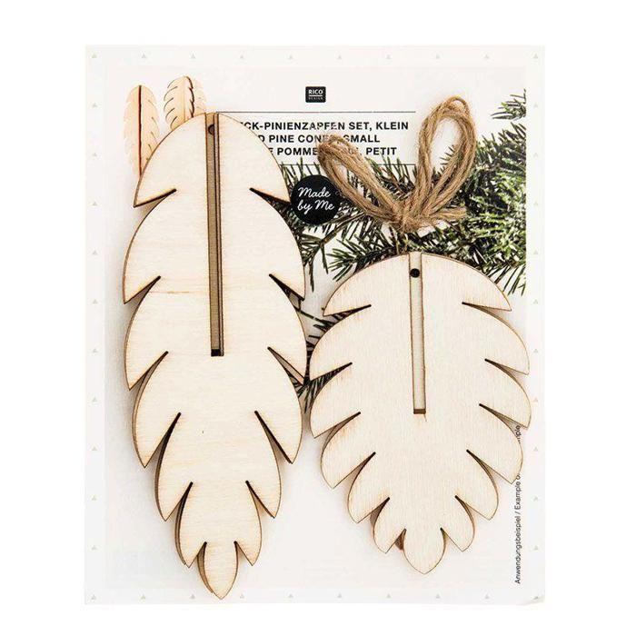 Wooden Christmas Decorations - 3 Embossed Pine Cones
