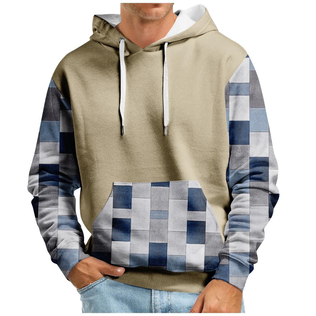 Осенний мужской свитер с большим капюшоном и цифровым принтом, новый большой базовый свитер