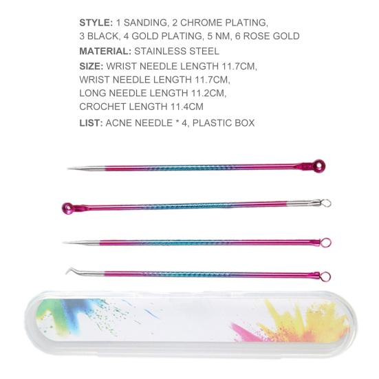 4 шт./компл. портативная игла для удаления прыщей из нержавеющей стали, косметическое средство для удаления комедонов и прыщей для носа