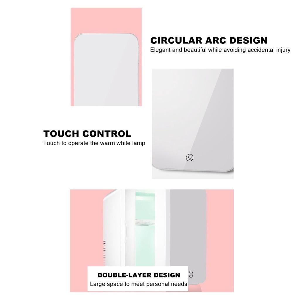 Мини-холодильник для макияжа со светодиодной подсветкой и зеркалом, портативный холодильник для хранения косметики, кулер и подогреватель, морозильник для автомобиля, двойной 48 Вт 8 л