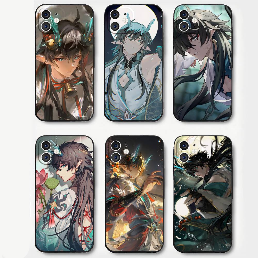 Игровой чехол для телефона Genshin Impact с персонажем Имиббитор Лунэ Для IPhone 17 Air 16 15 14 13 Pro Max 11 12 Черный силиконовый чехол