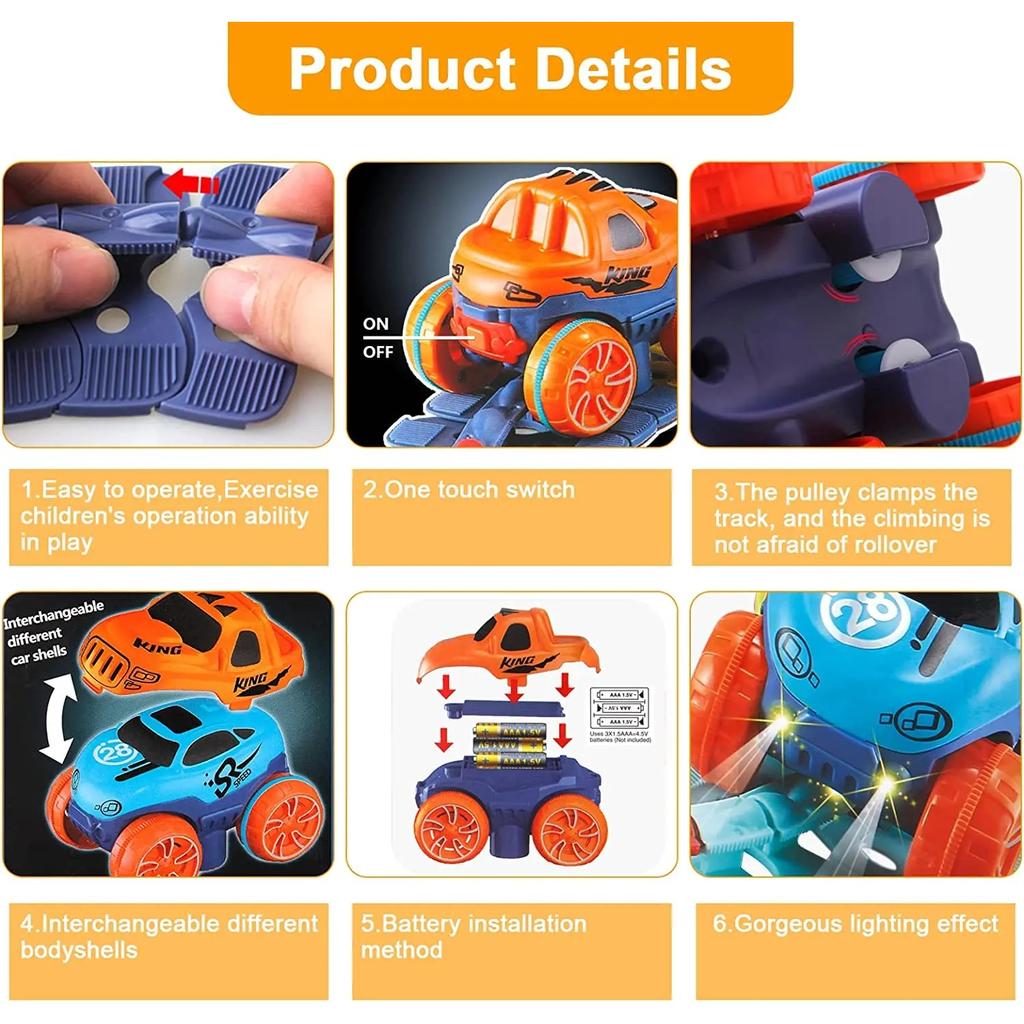 Новый набор для гоночных трасс Zero Gravity Car, гоночные трассы для детей со светодиодной подсветкой, гибкие волшебные гоночные трассы, игрушки, подарки