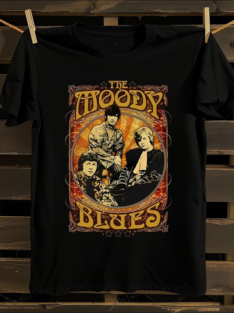 The Moody Blues Band Vintage Graphic T-Shirt Mens Tshirt Womens Tshirts with Letters Print Short Sleeves T-Shirt Casual Street Tee Shirt Top
