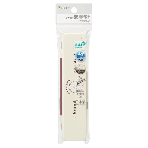 Skater Набор палочек и ложки, 18 см, Антибактериальный, Бенто-бокс, Размер для взрослых, Бесшумные силиконовые накладки, Сделано в Японии, Usamaru CCS3SAAG-A