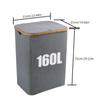 160L Laundry Hamper with Lid Large Collapsible 3 Dividers Dirty Clothes Basket Organizer with Handles and Removable Inner Bags