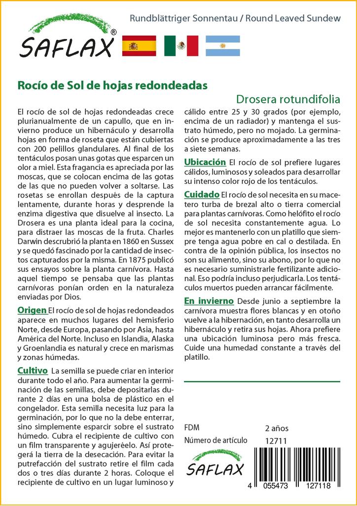 SAFLAX Росянка круглолистная - 50 семян - Drosera rotundifolia