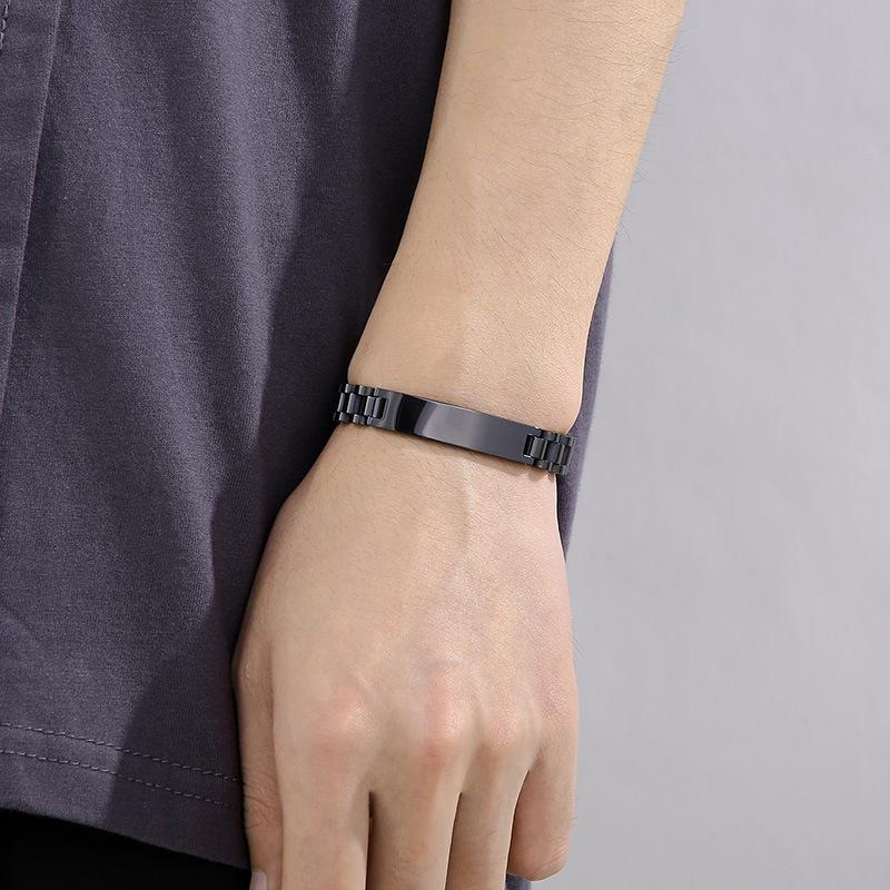 Мужской регулируемый браслет-бенгл из титановой стали в корейском стиле с гравировкой