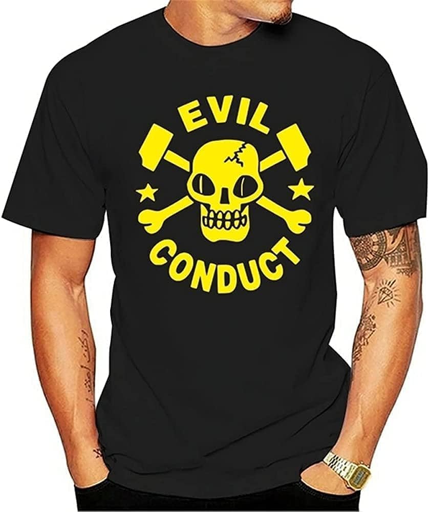 Evil Conduct Cotton Men T Shirt Oi Punk Streetpunk Skull Mens Shirts Short Sleeve Trend