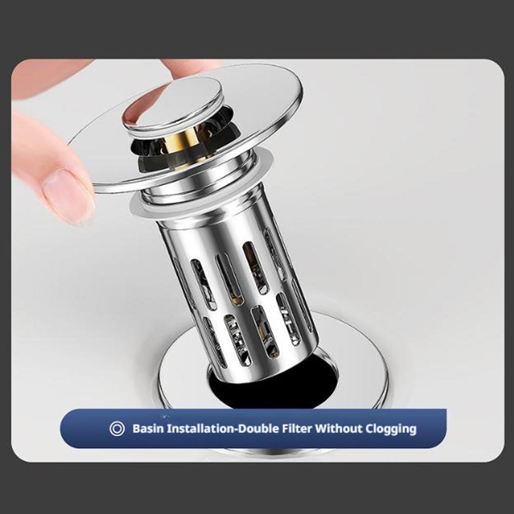 Sink Strainer Universal Basin Pop-Up Drain Filter Hair Catcher Stainless Steel Wash Basin Stopper Kitchen Bathtub Shower Plug