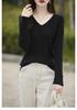 Women's V-Neck Velvet Buttoned Sweater: Autumn/Winter Solid Color Loose Knit Pullover Base Layer