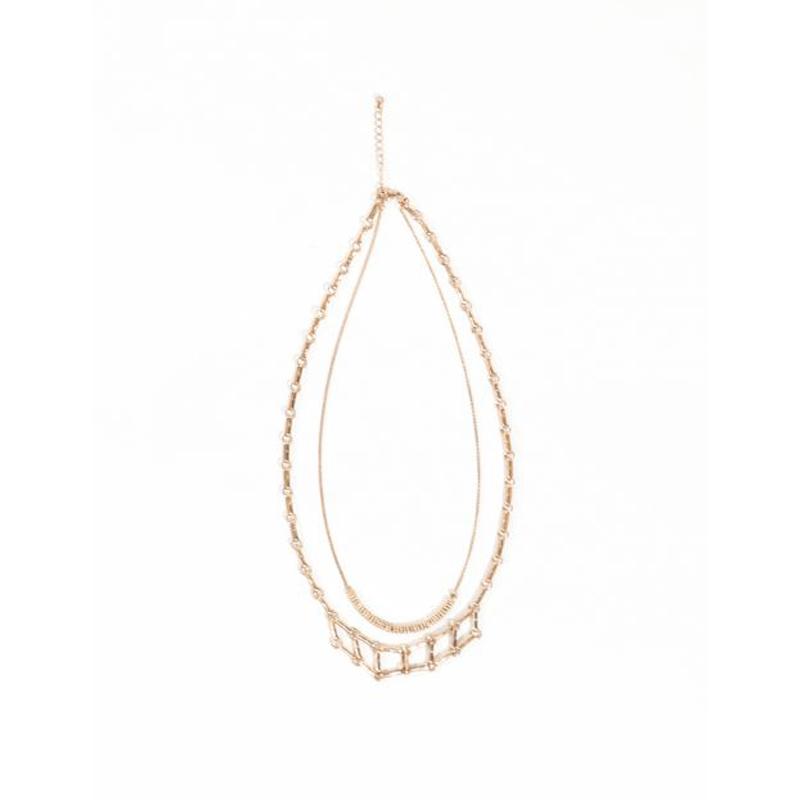 Женское золотое колье с подвеской в виде двойной цепи