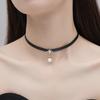 Eight-Pointed Star Pearl Choker Necklace - Women's Black Clasp Clavicle Chain, 2025 Trend