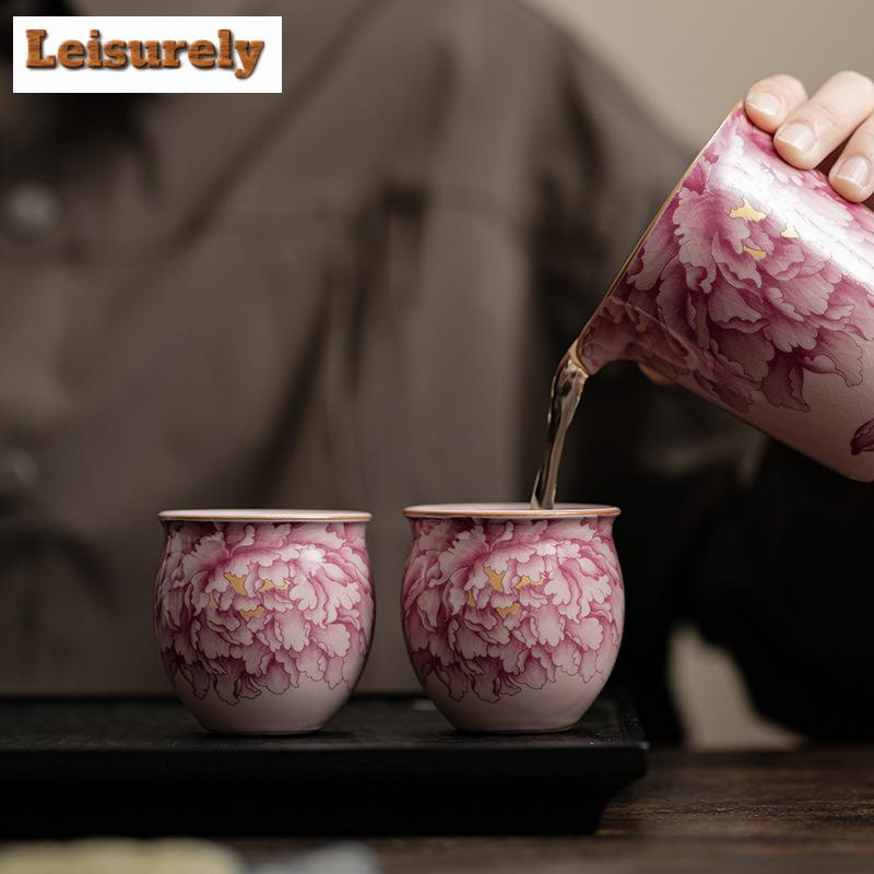 2 шт./лот старинная фарфоровая чайная чашка с порошковым узором Ru Kiln, чашка для яиц, дегустационная чайная чаша, чайный набор Kung Fu, 90 мл