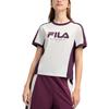 Fila Мода Колорблок Универсальная Вязаная Футболка с Коротким Рукавом Обычного Кроя Женские топы Облако-Гриб-Белый F11W519101FWT