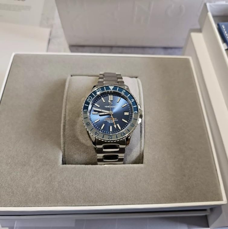 Venezianico Часы NEREIDE Автоматические Функция GMT Корпус 39 мм Водонепроницаемость до 20 АТМ 2 года гарантии Мужские GMT-3521502C Дайверские Диаметр