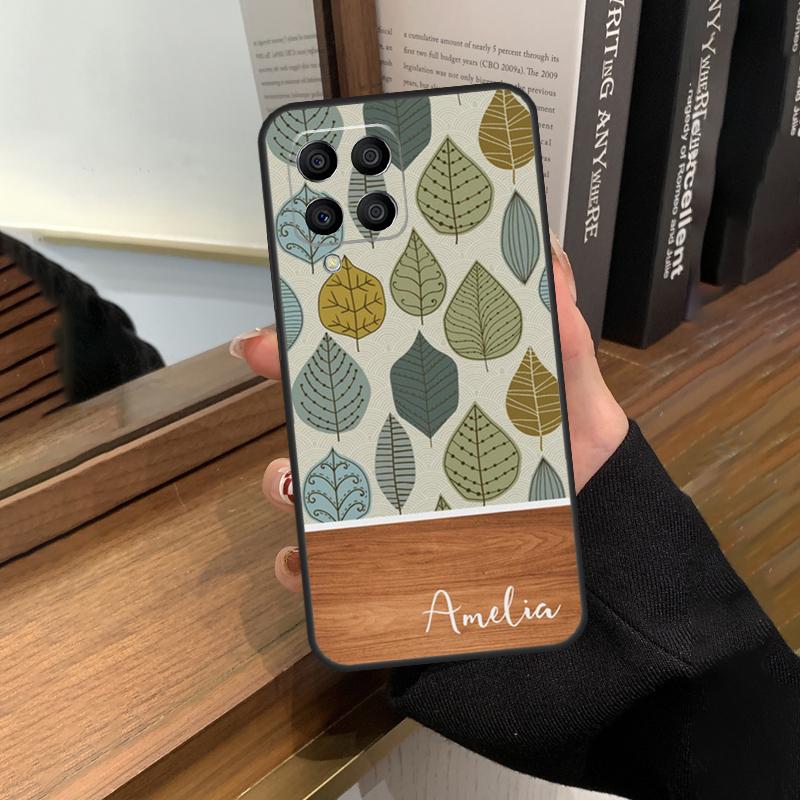Персонализированный деревянный чехол с цветочным листом для Samsung Galaxy M20 M14 M34 M54 M13 M23 M33 M53 M21 M51 M30s M31s M12 M32 M52 Обложка