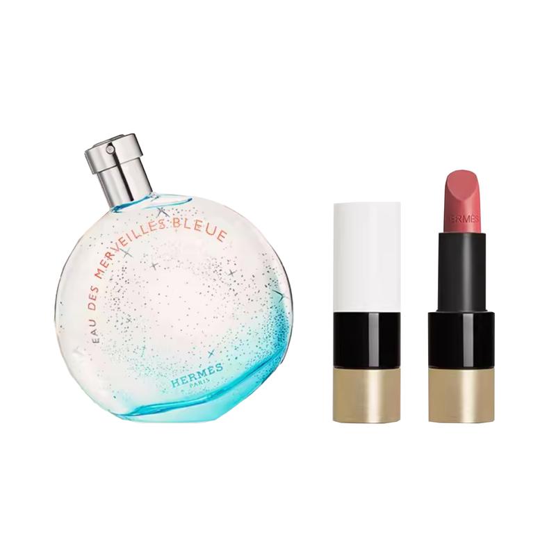 Hermes Perfume Set Toilette EDT + Floral Fragrance 12098982 12098982-Two-piece set: Blue Orange Starlight Eau de Parfum 30ml + Satin Lipstick #21