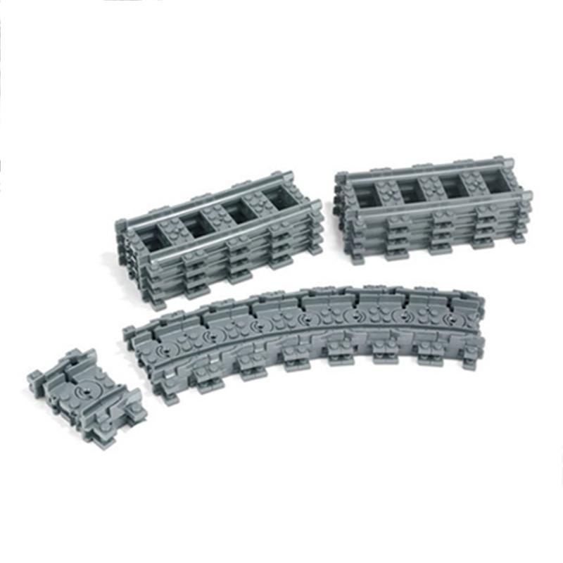 Прямые железнодорожные пути изогнутые аксессуары автомобильные блоки строительные наборы DIY 10-100 шт. детские игрушки moc кирпичи городской переключатель железнодорожный переезд
