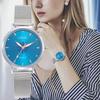 Серебряные Женские Модные Часы Минималистичные Цветы Женские Наручные Часы Простой Сетчатый Ремешок из Нержавеющей Стали Женские Кварцевые Часы