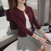 Women's Slim Round Neck Knitted Cardigan - Lightweight, Solid Color Sweater for Spring and Autumn