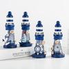 Mediterranean-Style Ocean Wooden Mini Lighthouse Ornament – 13cm Home Decor Craft Gift
