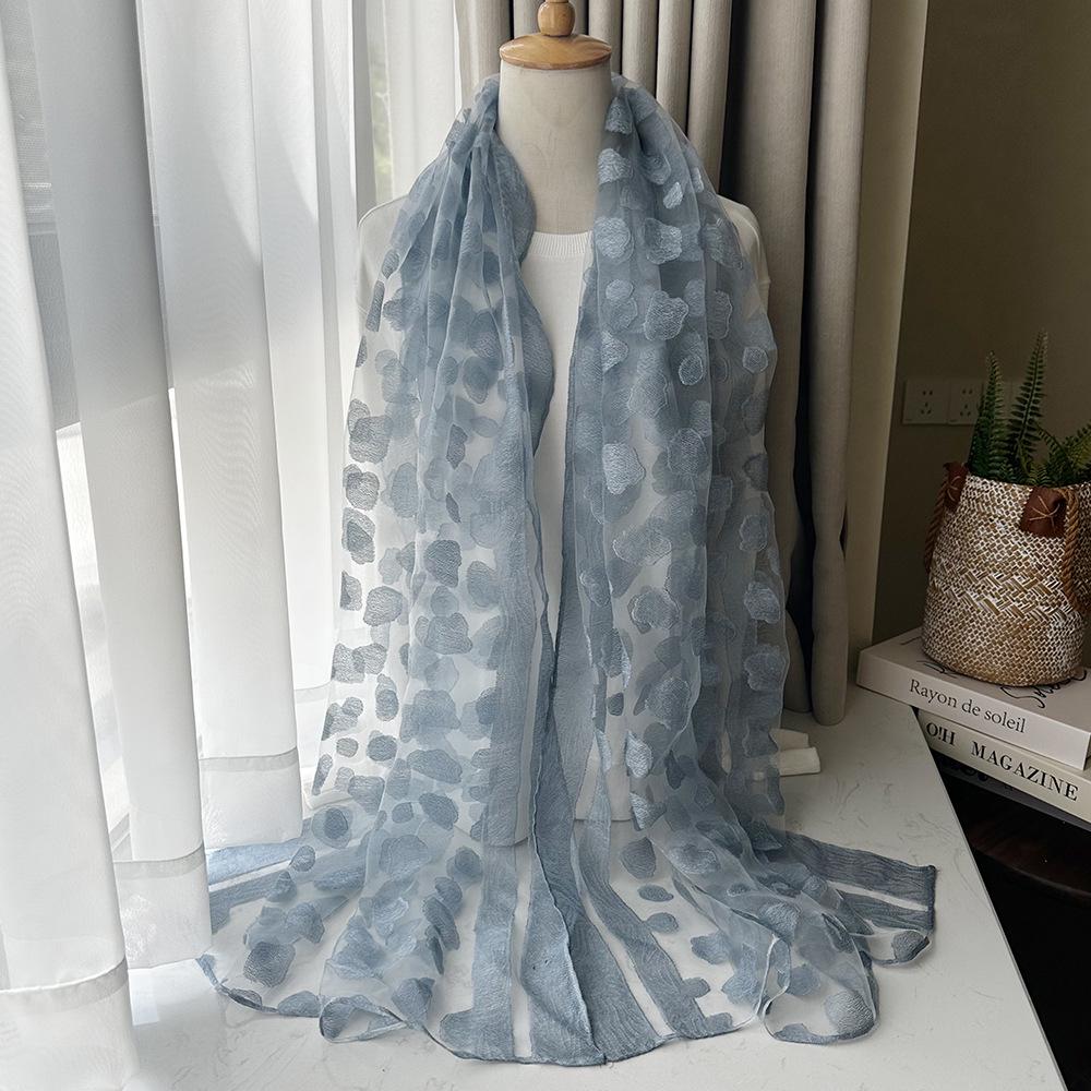 Gradient Color Block Bamboo Yarn Scarf for Women - Japanese Korean Mori Girl Style, Autumn Winter Cotton Linen Flax Shawl