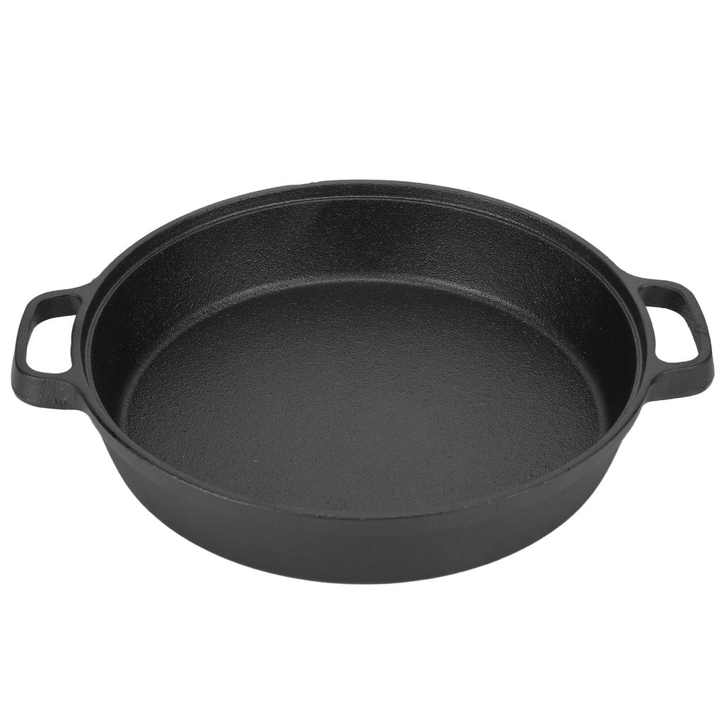 25CM Thickened Pancake Pan Cast Iron Flat Bottom Pan 2 Handle Kitchen Frying Pan for Household