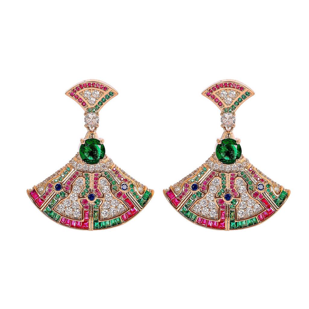 Модный зимний геометрический набор из серебра 925 пробы с цирконом: серьги-веера и колье для женщин