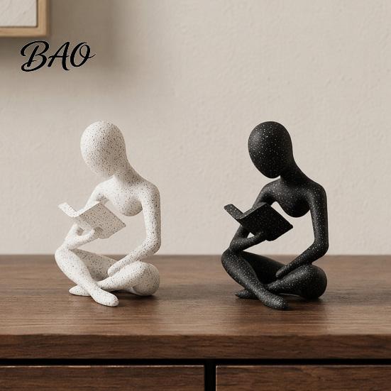 Книжная полка в индустриальном стиле, 3D-печатное украшение для книжной полки, Статуэтка Мыслителя, Абстрактное художественное украшение, Скульптура для чтения, Эстетичная скандинавская минималистичная фигурка,