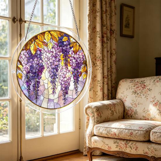 Acrylic Puzzles Sun Catcher Stained Glass Effect Window Hanging Decor Colorful