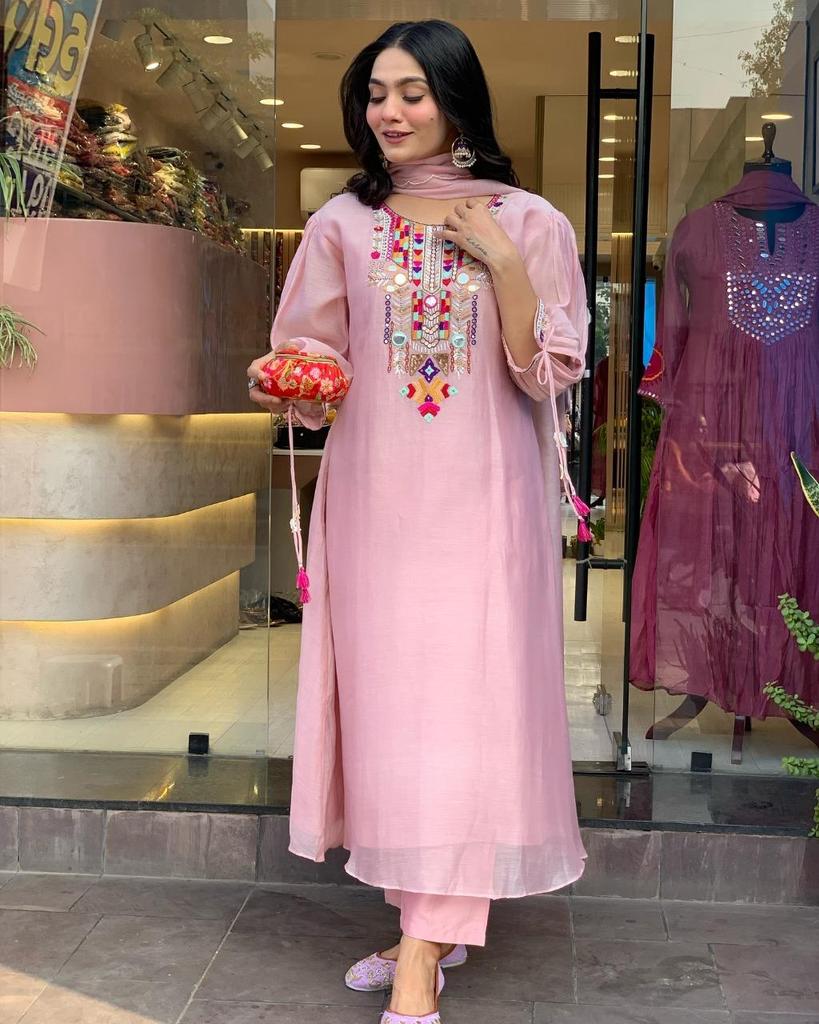 Женский дизайнерский комплект Anarkali Kurta Pant Dupatta, индийский комплект из топа и туники Bollywood, костюм Kurti Salwar