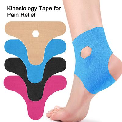 Предварительно нарезанная кинезиологическая лента для голеностопа Хлопковая Водонепроницаемая Дышащая Эластичная Спортивная Лента