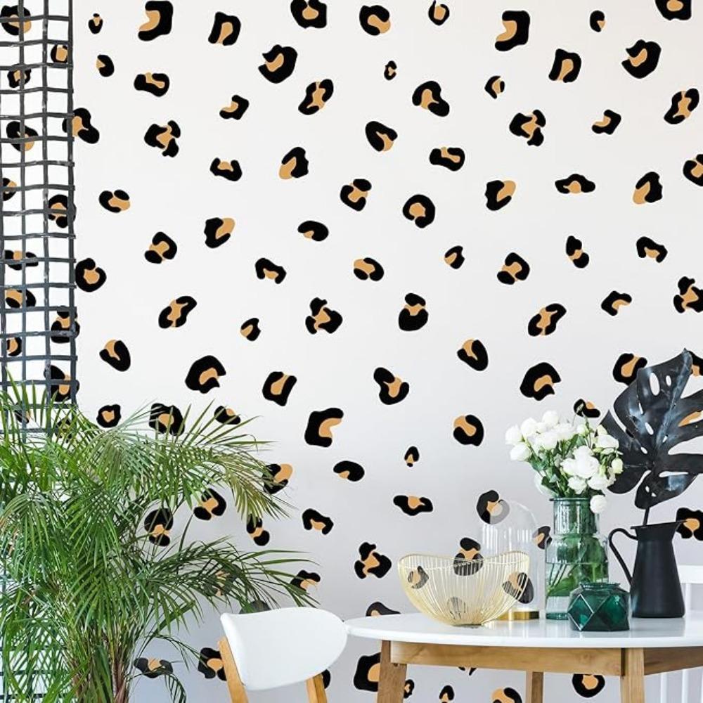 10 листов настенных наклеек с леопардовым принтом, настенные наклейки с черным леопардовым принтом, виниловые обои для самостоятельного снятия обоев и приклеивания для спальни, детской комнаты, украшения дома