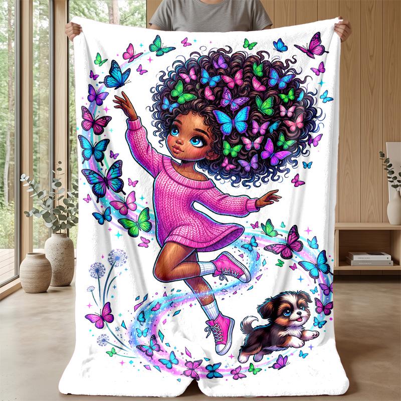 Butterfly Dance Fantasy blanket Personalized Name Flannel Blanket Soft Cozy Plush Throw for Sofa Bed Lightweight Home Decor