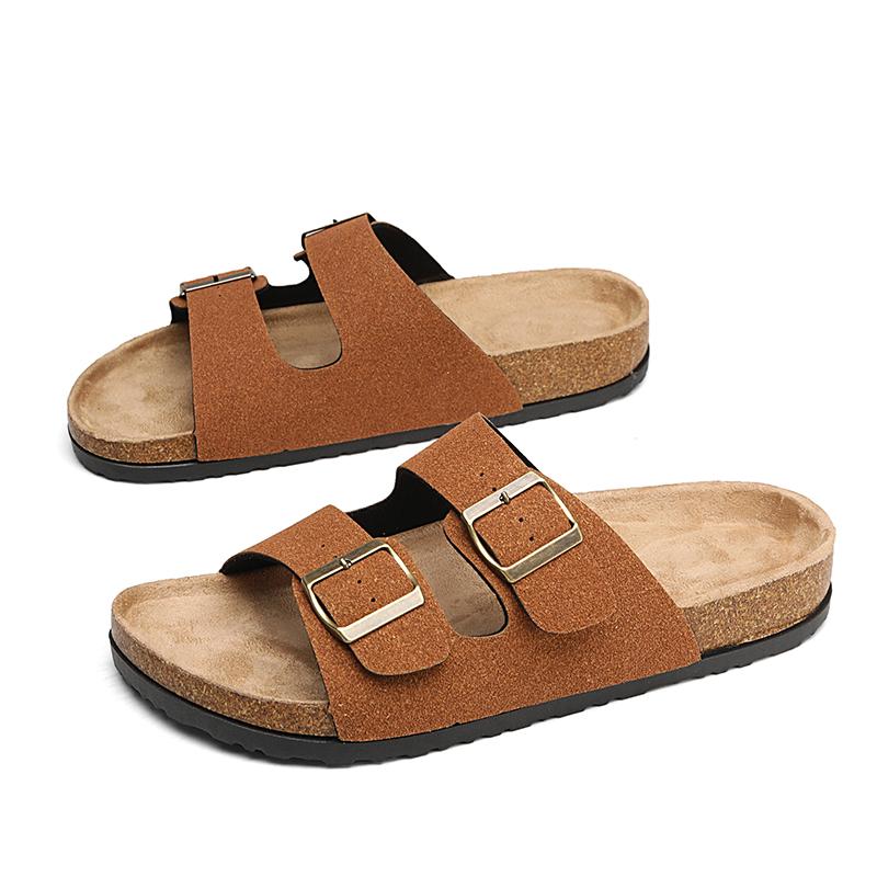 10 цветов, мюли, пряжка, кожа, пробка, елочка, тапочки для мужчин, женщин, пары, ретро, летние тапочки, модные повседневные пляжные сандалии