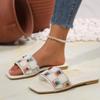 Fashion Summer Sandals Women New Summer Flat Sandals Shoes Female Designer Square Toe Bling Luxury Slippers Zapatos De Mujer