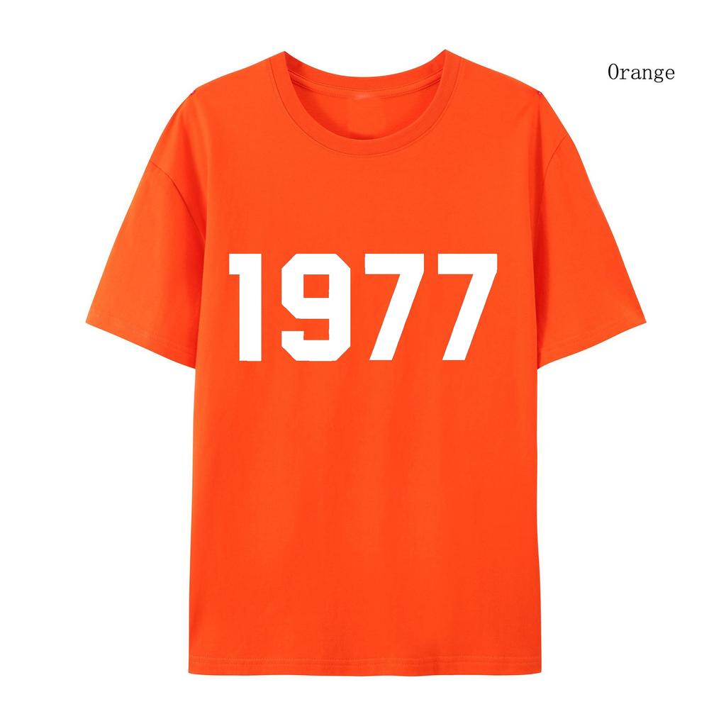 1977 Cotton T-shirt Men and Women Fashion Brand High Street Loose Fleece Cotton T-shirt Autumn Winter Warm Cotton T-shirt