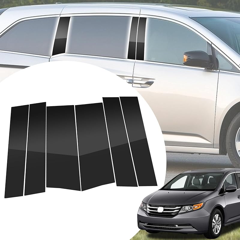 6pcs Glossy Black Exterior Door Window Pillar Posts Molding Cover Panel Trim Stickers Side Door Window Cover Trim Kits for Honda Civic 11th Gen