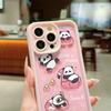 Pink cute panda print mobile phone case suitable for iPhone 17 16 15 14 13 12 11 Pro/ Max /Plus anti-fall and shockproof