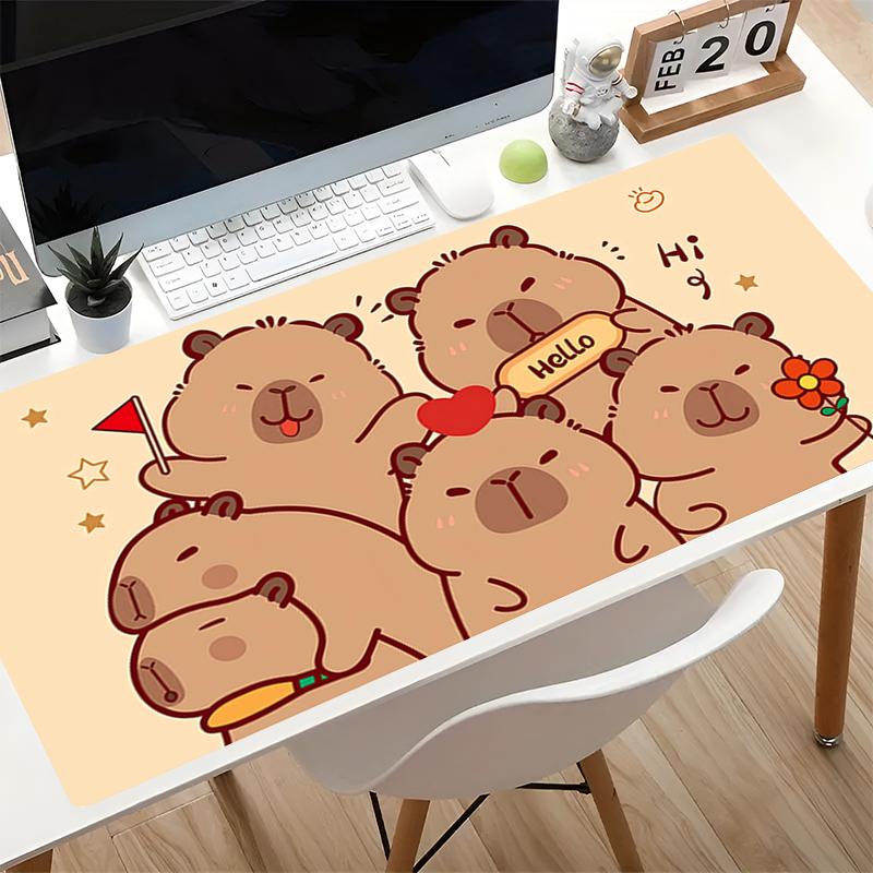 Mouse Pad Cute Capybara Office Desk Mats Smooth Large Gaming Accessories Lock Edge Wear-resistant MousePads Game Laptop Desk Mat