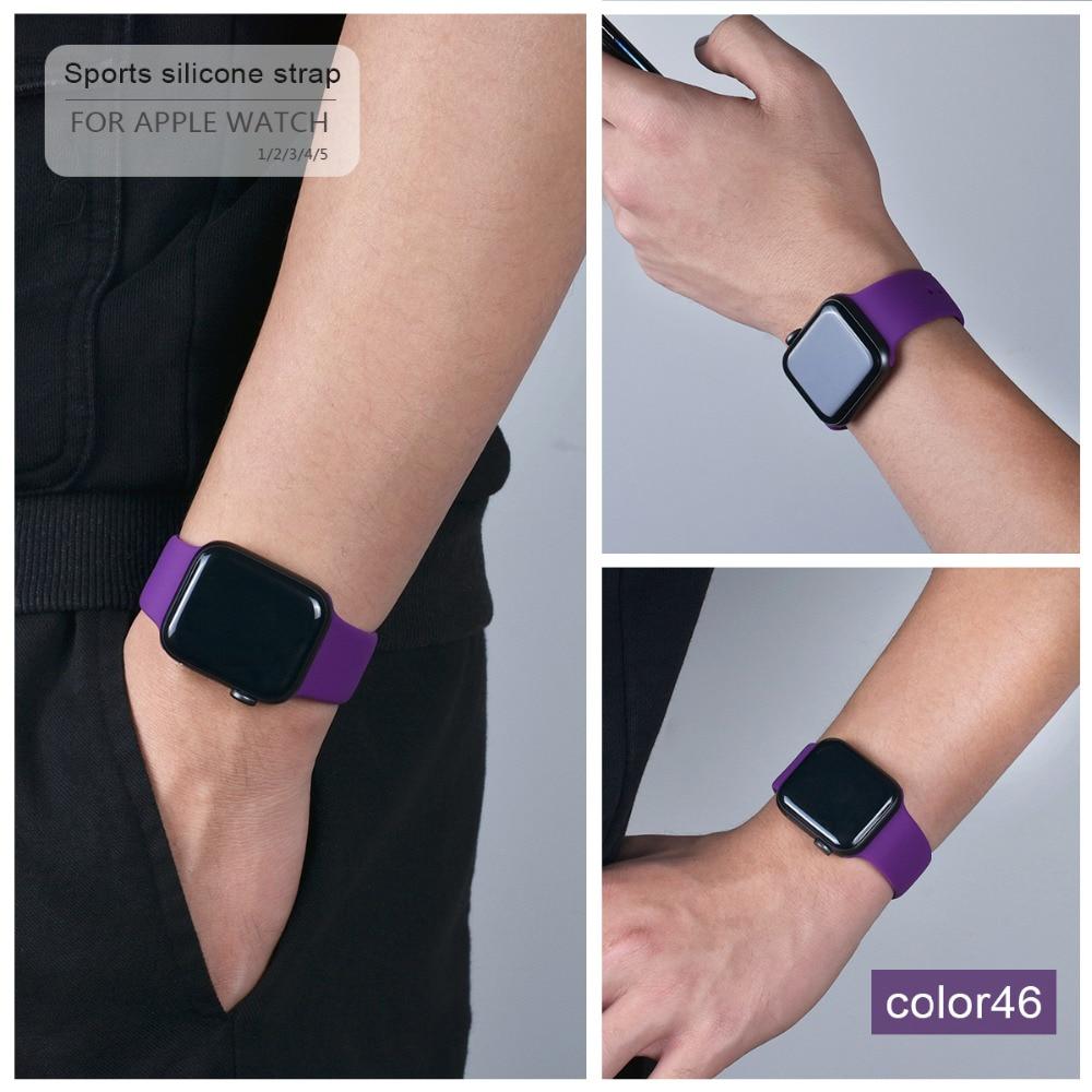 Мягкий силиконовый спортивный ремешок для Apple Watch 6 SE 5 4 3 2 1 38 мм 42 мм резиновый ремешок для часов для Iwatch series 5 4 40 мм 44 мм