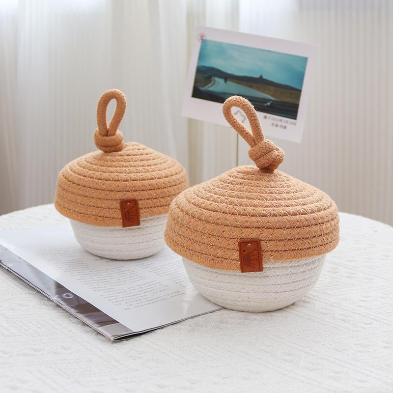 1 шт. плетеная корзина для хранения косметики, многофункциональный органайзер для ювелирных изделий, симпатичная плетеная корзина из хлопковой веревки, современный стиль, 2 стиля