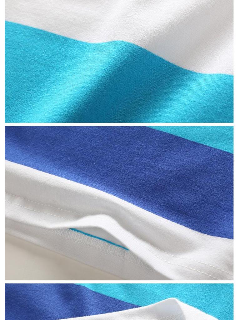 Полосатая мужская рубашка поло с длинным рукавом в корейском стиле с отложным воротником (Размеры 100-170 см) - Осенняя и весенняя одежда