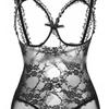 European & American Lace Open Crotch See-through Sexy Lingerie Bodysuit