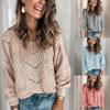 Women's Knitwear  Color Mohair Pullover Hollow Sweater