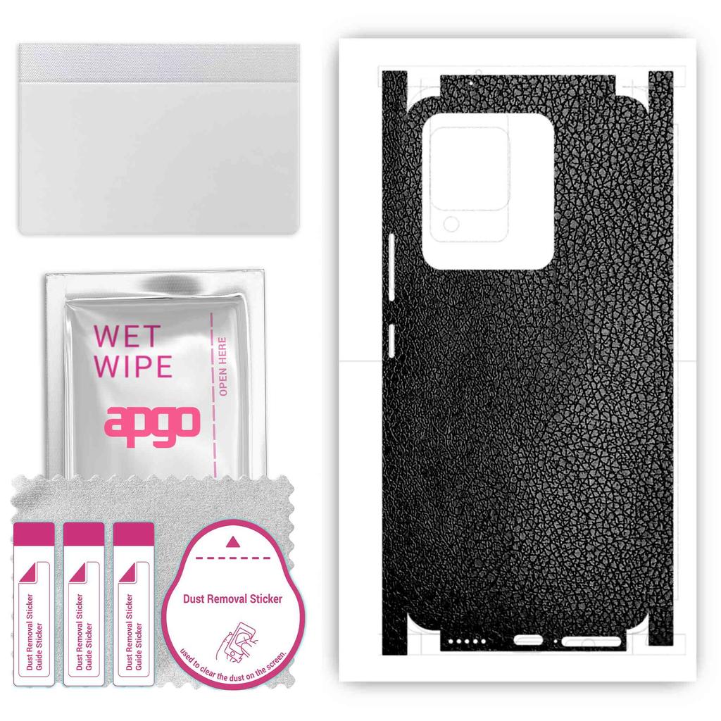 apgo Protective Skin Sticker for the Back+sides Compatible with Vivo V25 5G, Full Wrap Film, Foil, Vinyl - Pattern Black Leather