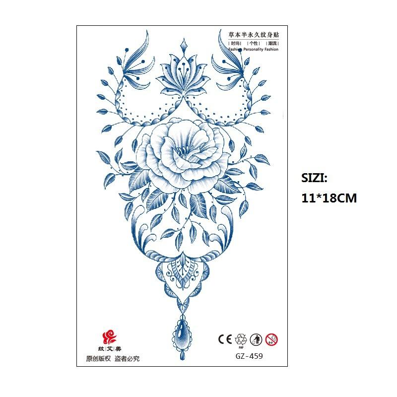 Herbal Juice Tattoo Sticker Geisha Bergamot Brahma Blossom Back Arm Back Non-Reflective Keep 15 Days Sticker