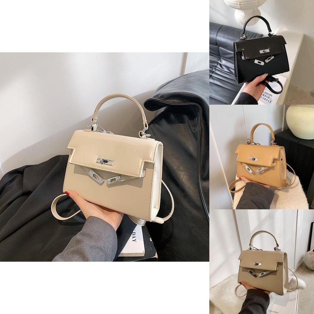 Retro Fashion Ladies Handbag 2023 New Autumn And Winter High-end Kelly Small Square Bag Cross-border Trend Khaki Black Yellow Beige