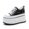 Fashion 12CM Black Trendy Shoes Women High Top Sneakers Women Platform Ankle Boots Basket Femme Chaussures Femmes Height Increase Shoes